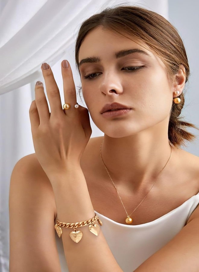 HolidayQbee Gold Bracelets for Women With Seven Style Heart Charm - Rope and Link Chain Bracelet - Chic Jewelry Gift - Image 2
